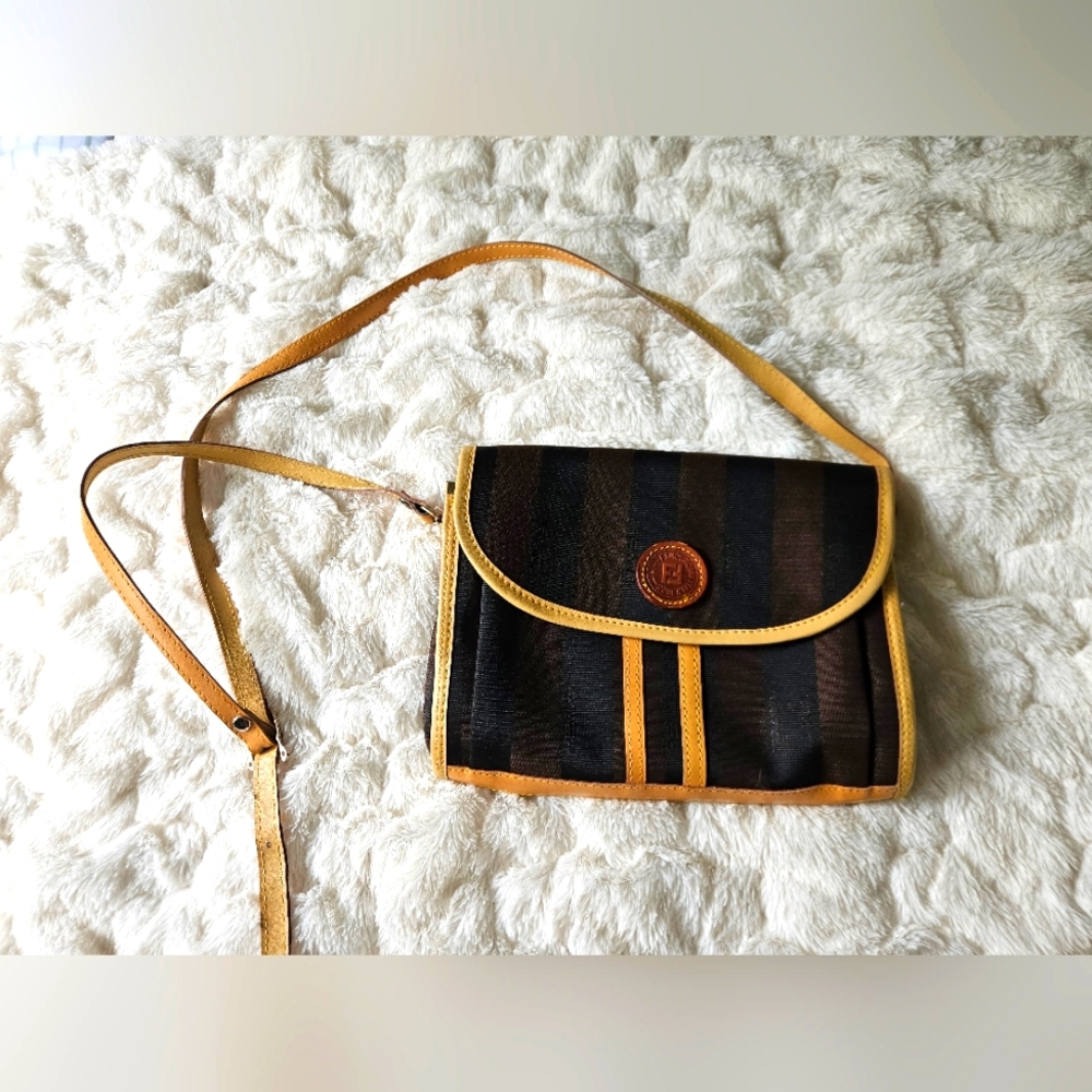 Vintage Brown and Tan Crossbody Bag